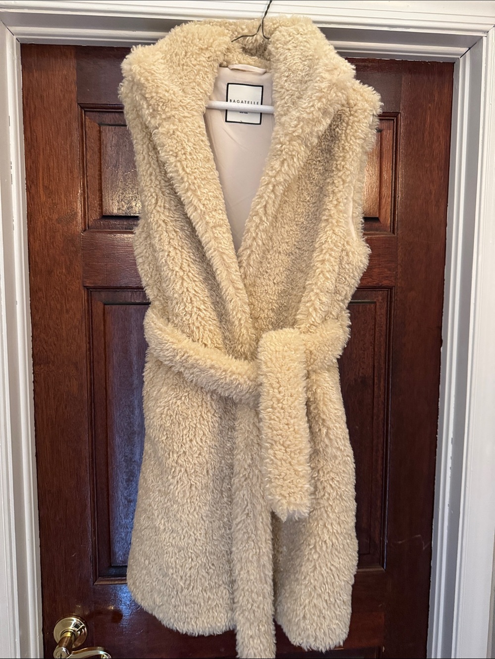 bagatelle Cream Sherpa Belted Vest